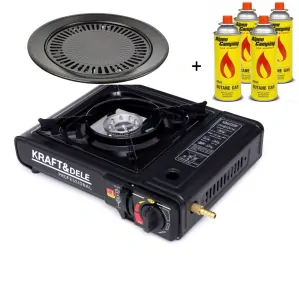 Kraft&Dele KD10499 Turistický plynový varič sporák 2v1 + GRILL +4 kartuše